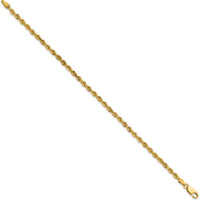 14K Yellow Gold 8" Diamond-Cut Rope Bracelet with Lobster Clasp