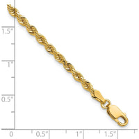 14K Yellow Gold 8" Diamond-Cut Rope Bracelet with Lobster Clasp