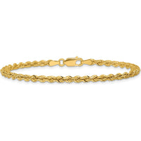 14K Yellow Gold 8" Diamond-Cut Rope Bracelet with Lobster Clasp