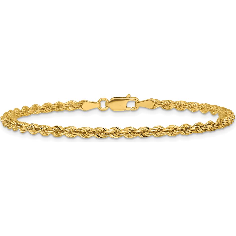 14K Yellow Gold 8" Diamond-Cut Rope Bracelet with Lobster Clasp
