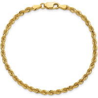 14K Yellow Gold 8" Diamond-Cut Rope Bracelet with Lobster Clasp