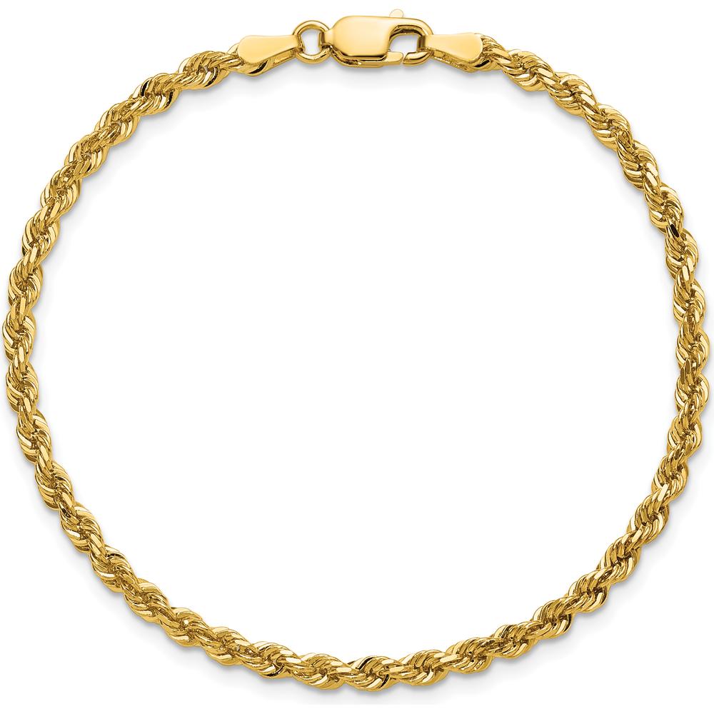 14K Yellow Gold 8" Diamond-Cut Rope Bracelet with Lobster Clasp