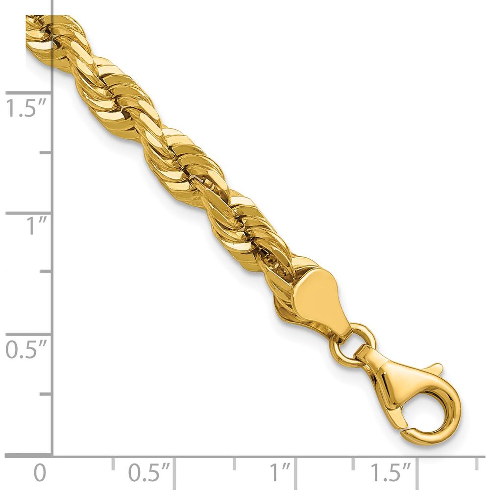 14K Yellow Gold 8" Diamond-Cut Rope Chain Bracelet with Fancy Lobster Clasp