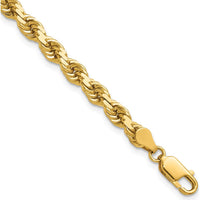 14K Yellow Gold 8" Diamond-Cut Rope Chain Bracelet with Lobster Clasp