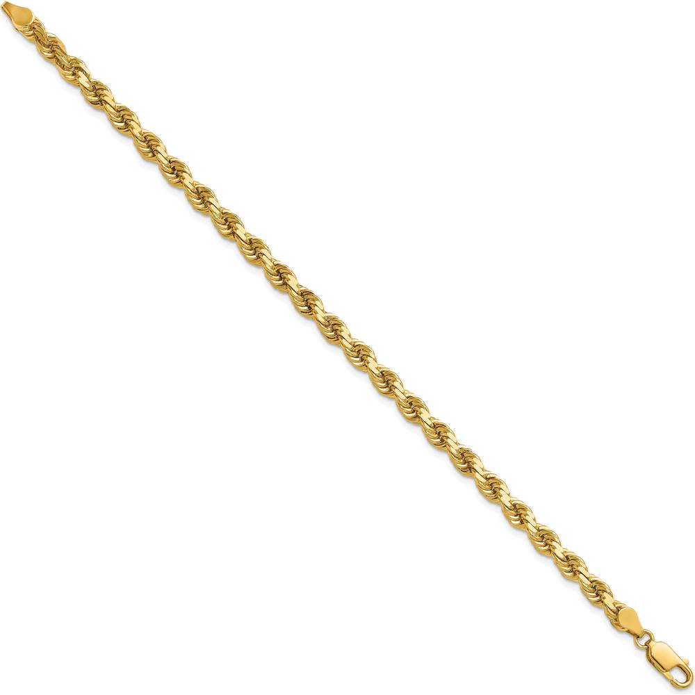 14K Yellow Gold 8" Diamond-Cut Rope Chain Bracelet with Lobster Clasp