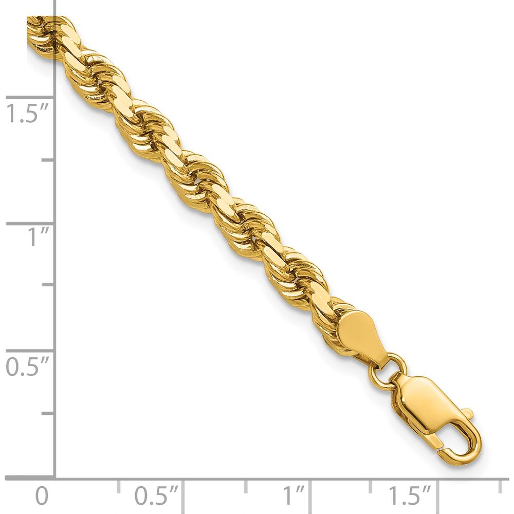 14K Yellow Gold 8" Diamond-Cut Rope Chain Bracelet with Lobster Clasp