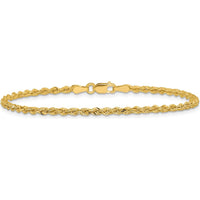 14K Yellow Gold 8" Diamond-Cut Rope Chain Bracelet with Lobster Clasp - 2.25mm Width