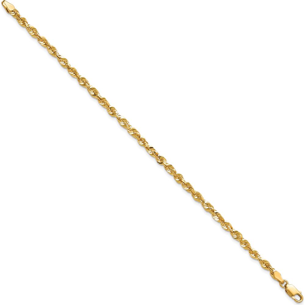 14K Yellow Gold 8" Diamond-Cut Rope Chain Bracelet with Lobster Clasp - 4mm Width by Oro Pregiato