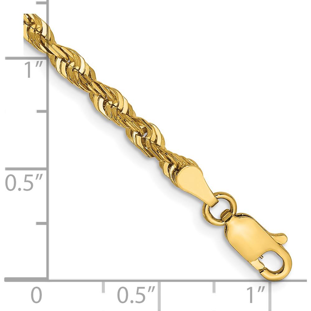 14K Yellow Gold 8" Diamond-Cut Rope Chain Bracelet with Lobster Clasp - 4mm Width by Oro Pregiato