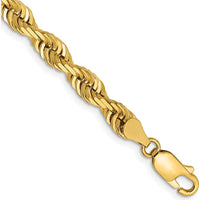 14K Yellow Gold 8" Diamond-Cut Rope Chain Bracelet with Lobster Clasp - 5mm Width by Oro Pregiato