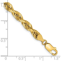 14K Yellow Gold 8" Diamond-Cut Rope Chain Bracelet with Lobster Clasp - 5mm Width by Oro Pregiato