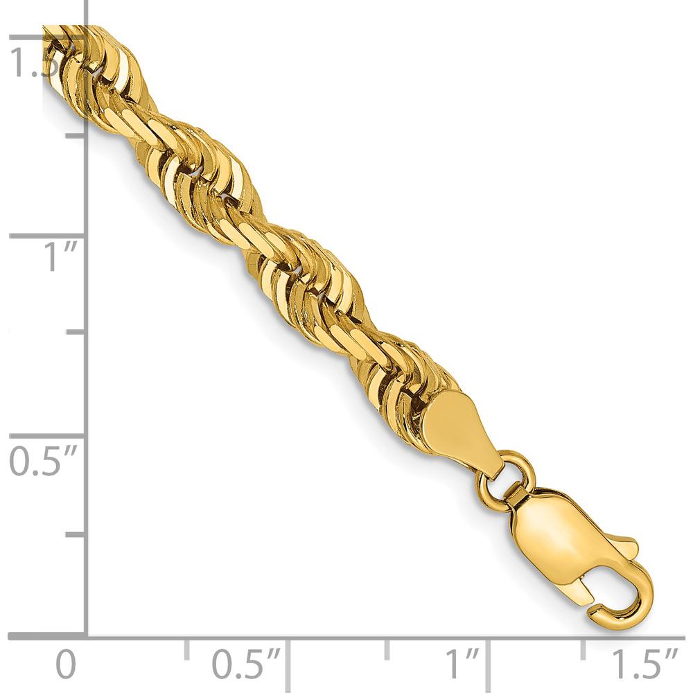 14K Yellow Gold 8" Diamond-Cut Rope Chain Bracelet with Lobster Clasp - 5mm Width by Oro Pregiato