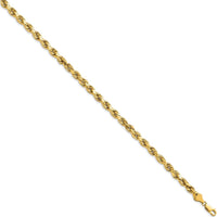 14K Yellow Gold 8" Diamond-Cut Rope Chain Bracelet with Lobster Clasp by Oro Pregiato