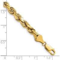 14K Yellow Gold 8" Diamond-Cut Rope Chain Bracelet with Lobster Clasp by Oro Pregiato