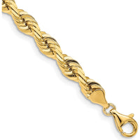 14K Yellow Gold 8" Diamond-Cut Rope Chain with Fancy Lobster Clasp by Oro Pregiato