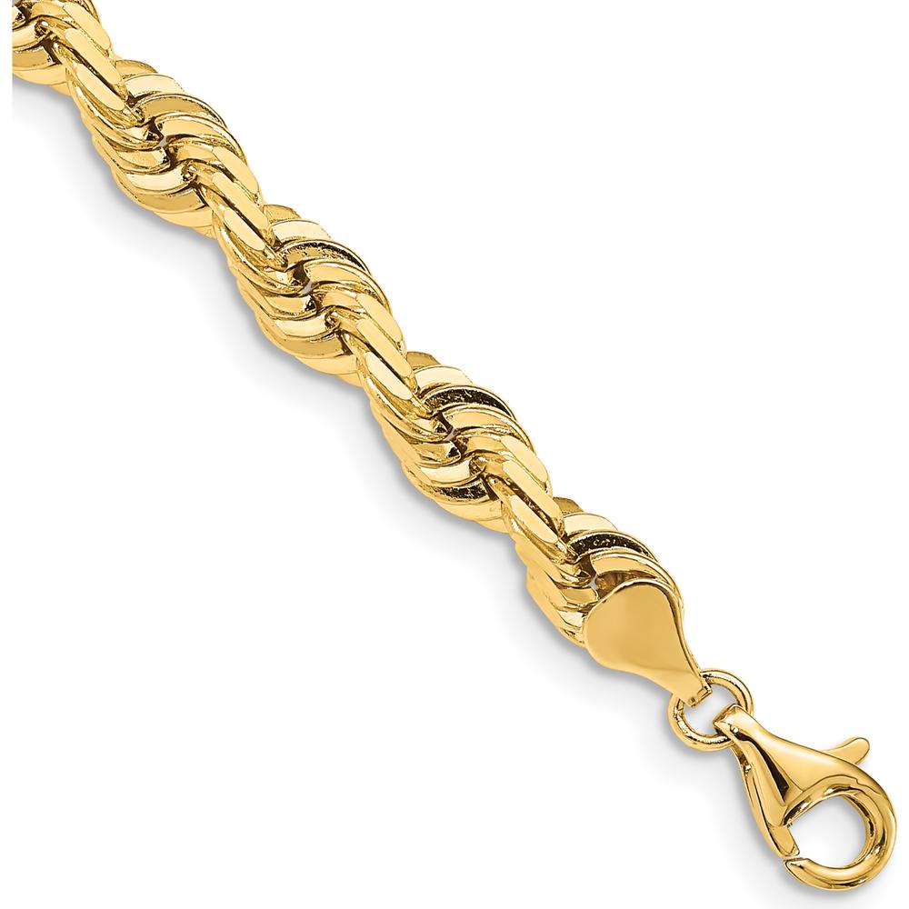 14K Yellow Gold 8" Diamond-Cut Rope Chain with Fancy Lobster Clasp by Oro Pregiato