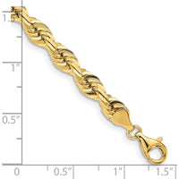 14K Yellow Gold 8" Diamond-Cut Rope Chain with Fancy Lobster Clasp by Oro Pregiato