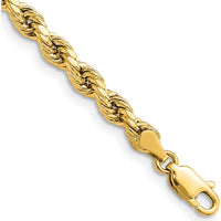 14K Yellow Gold 8" Diamond-Cut Rope Chain with Lobster Clasp - 4mm Width by Oro Pregiato