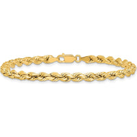 14K Yellow Gold 8" Diamond-Cut Rope Chain with Lobster Clasp - 4mm Width by Oro Pregiato