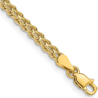 14K Yellow Gold 8" Double Strand Diamond-Cut Rope Bracelet - 3.0mm Wide