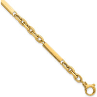 14K Yellow Gold 8" Fancy Cable Link Bracelet with Three Polished Bars by 0