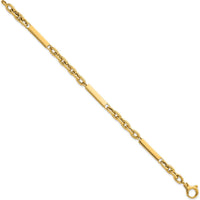 14K Yellow Gold 8" Fancy Cable Link Bracelet with Three Polished Bars by 0