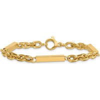 14K Yellow Gold 8" Fancy Cable Link Bracelet with Three Polished Bars by 0