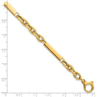 14K Yellow Gold 8" Fancy Cable Link Bracelet with Three Polished Bars by 0