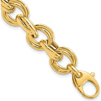 14K Yellow Gold 8" Fancy Double Link Cable Bracelet - 11mm Width by 0