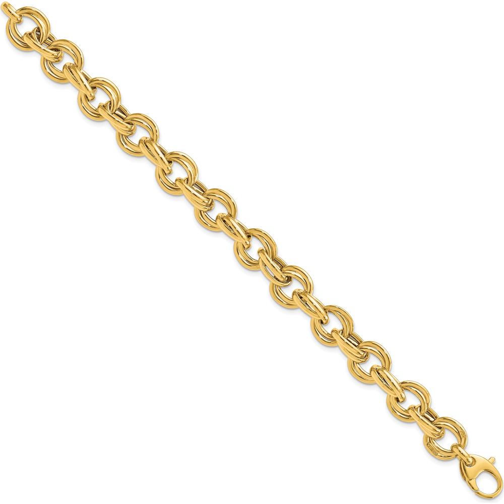 14K Yellow Gold 8" Fancy Double Link Cable Bracelet - 11mm Width by 0