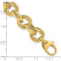 14K Yellow Gold 8" Fancy Double Link Cable Bracelet - 11mm Width by 0