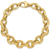14K Yellow Gold 8" Fancy Double Link Cable Bracelet - 11mm Width by 0