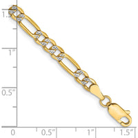 14K Yellow Gold 8" Figaro Bracelet with Rhodium Accents - 3.9mm Width by Oro Pregiato