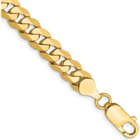 14K Yellow Gold 8" Flat Beveled Curb Bracelet with Lobster Clasp - 7.25mm Width by Oro Pregiato