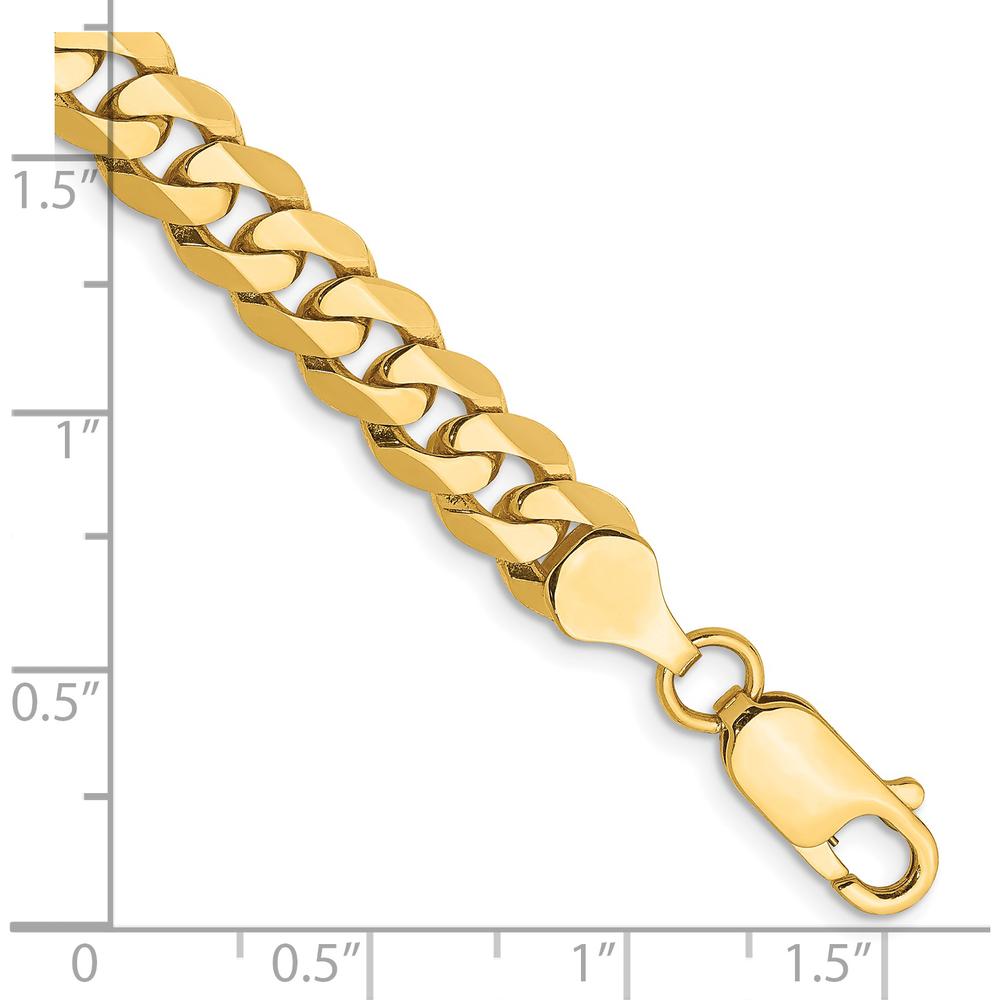14K Yellow Gold 8" Flat Beveled Curb Bracelet with Lobster Clasp - 7.25mm Width by Oro Pregiato