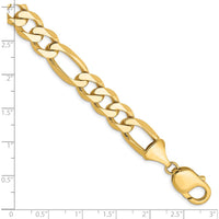 14K Yellow Gold 8" Flat Figaro Chain Bracelet with Lobster Clasp - 10mm Width by Oro Pregiato