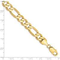 14K Yellow Gold 8" Flat Figaro Chain Bracelet with Lobster Clasp - 8.75mm Width by Oro Pregiato