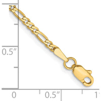 14K Yellow Gold 8" Flat Figaro Chain Bracelet with Lobster Clasp by Oro Pregiato