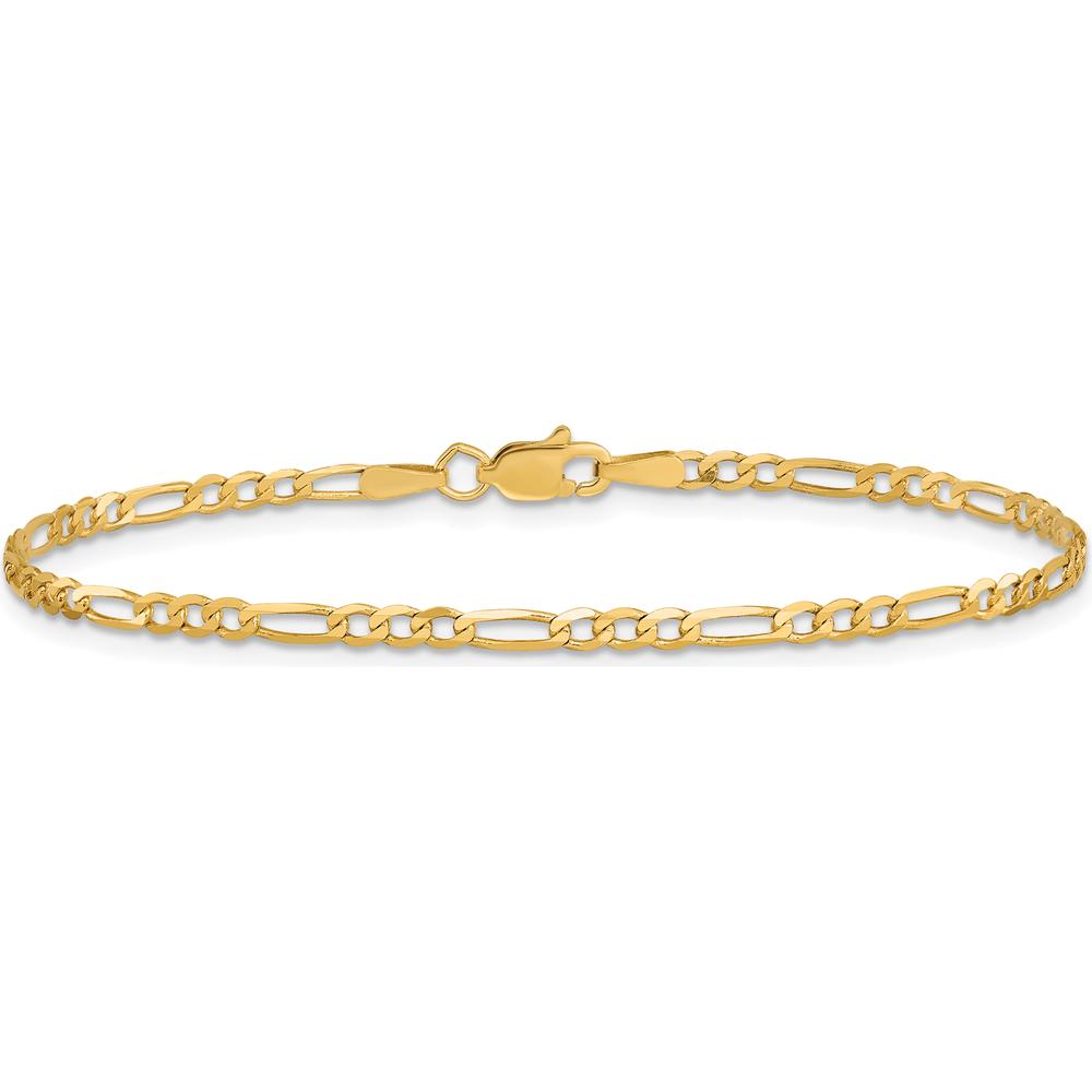 14K Yellow Gold 8" Flat Figaro Chain Bracelet with Lobster Clasp by Oro Pregiato