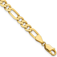 14K Yellow Gold 8" Flat Figaro Chain Bracelet with Lobster Clasp by Oro Pregiato