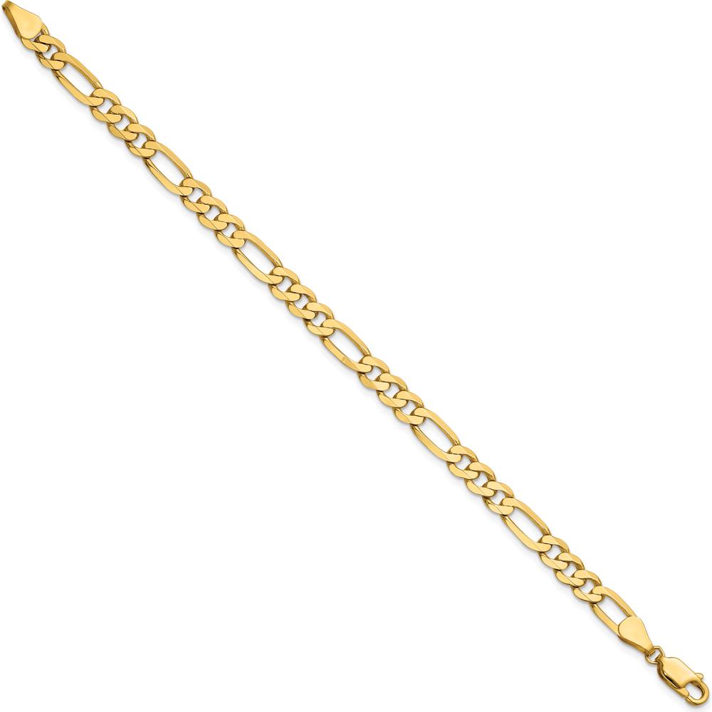 14K Yellow Gold 8" Flat Figaro Chain Bracelet with Lobster Clasp by Oro Pregiato