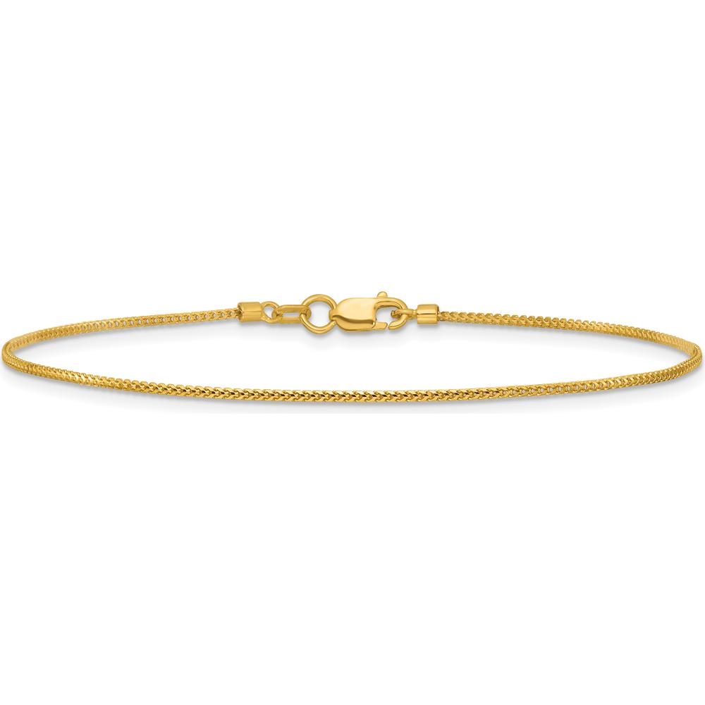 14K Yellow Gold 8" Franco Chain Bracelet - 0.9mm Width with Lobster Clasp by Oro Pregiato