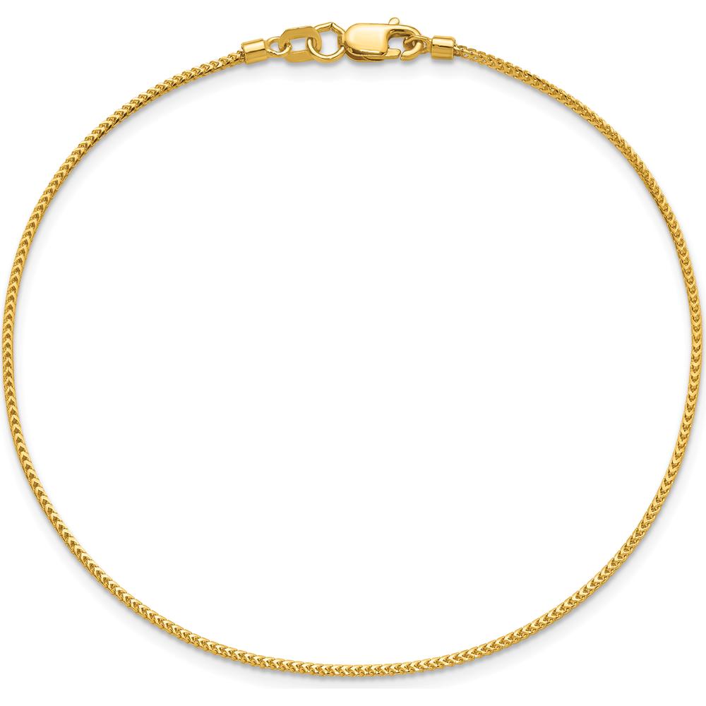 14K Yellow Gold 8" Franco Chain Bracelet - 0.9mm Width with Lobster Clasp by Oro Pregiato