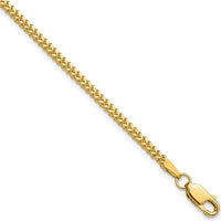 14K Yellow Gold 8" Franco Chain Bracelet - 1.5mm Width with Lobster Clasp by Oro Pregiato