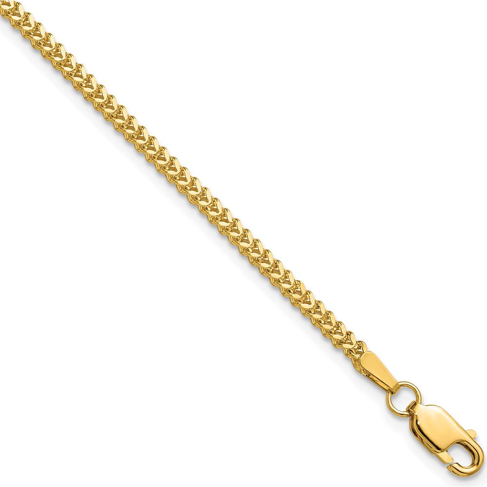 14K Yellow Gold 8" Franco Chain Bracelet - 1.5mm Width with Lobster Clasp by Oro Pregiato