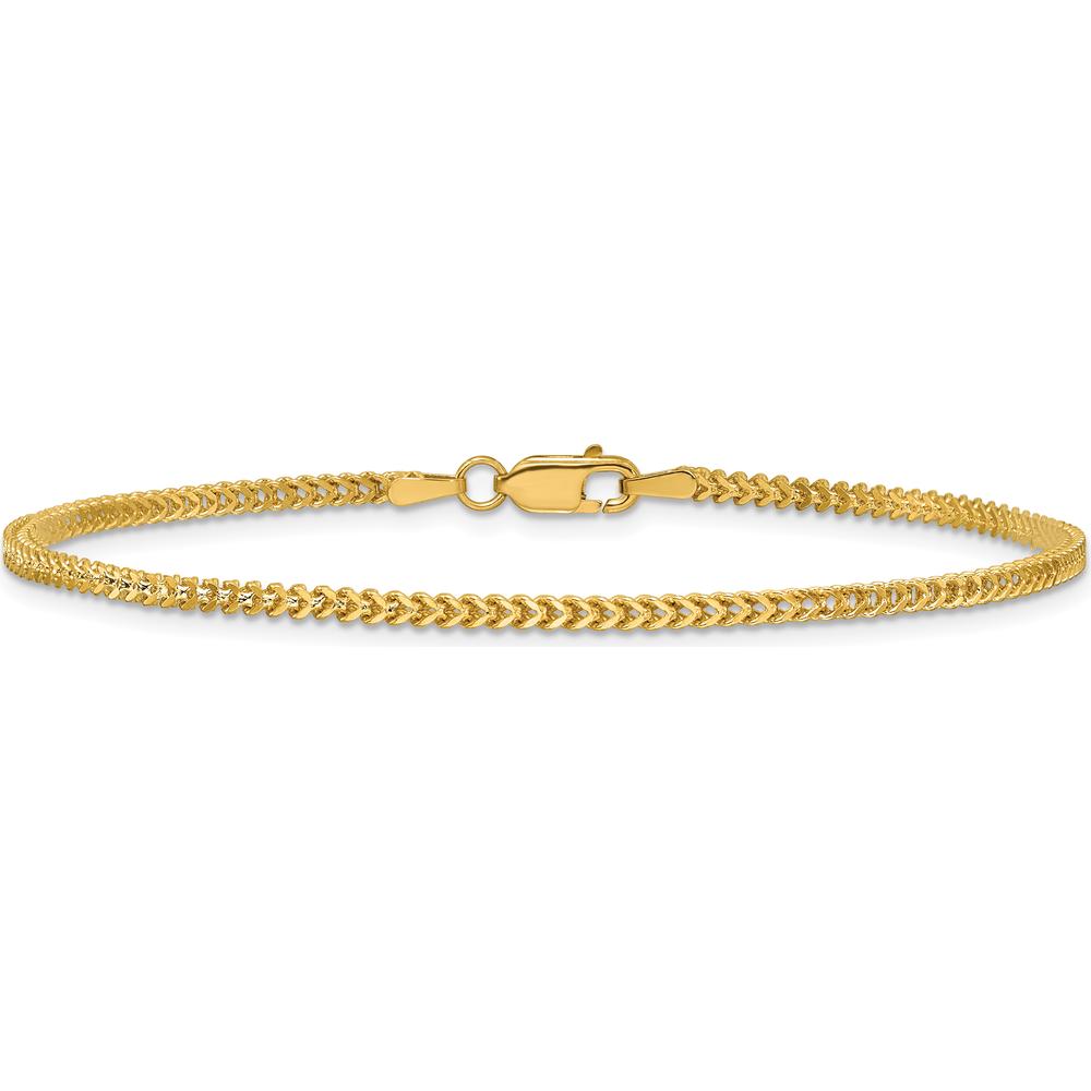 14K Yellow Gold 8" Franco Chain Bracelet - 1.5mm Width with Lobster Clasp by Oro Pregiato
