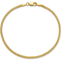14K Yellow Gold 8" Franco Chain Bracelet - 1.5mm Width with Lobster Clasp by Oro Pregiato