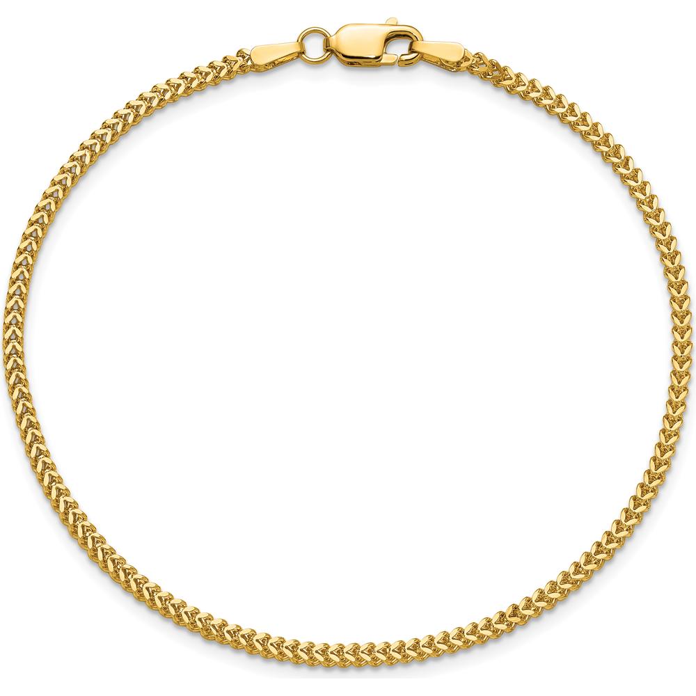 14K Yellow Gold 8" Franco Chain Bracelet - 1.5mm Width with Lobster Clasp by Oro Pregiato