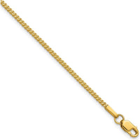 14K Yellow Gold 8" Franco Chain Bracelet - 1mm Width with Lobster Clasp by Oro Pregiato