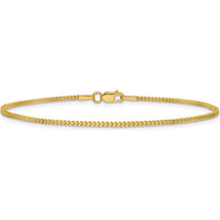 14K Yellow Gold 8" Franco Chain Bracelet - 1mm Width with Lobster Clasp by Oro Pregiato